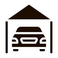 Garagenschuppen mit Auto-Fahrzeug-Vektor-Symbol vektor