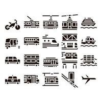 offentlig transport vektor linje ikoner uppsättning
