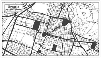 brescia italien stadtplan in schwarz-weißer farbe im retro-stil. Übersichtskarte. vektor