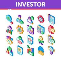 investerare finansiell isometrisk ikoner uppsättning vektor