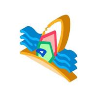 surfing styrelse på havet isometrisk ikon vektor illustration