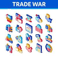handel krig företag isometrisk ikoner uppsättning vektor