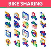 isometrische ikonen des bike-sharing-geschäfts stellten vektor ein