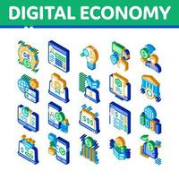 digital ekonomi isometrisk ikoner uppsättning vektor