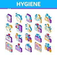 isometrische symbole für hygiene und gesundheitswesen setzen vektor