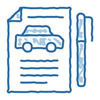 Autokauf Vereinbarung Doodle Symbol handgezeichnete Abbildung vektor