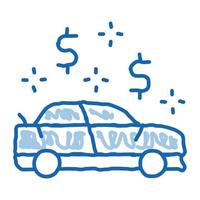 Auto-Dollar-Marke doodle Symbol handgezeichnete Abbildung vektor