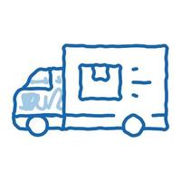 Kurier-LKW-Doodle-Symbol handgezeichnete Illustration vektor