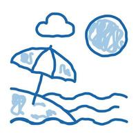 Strand mit Sonnenschirmen doodle Symbol handgezeichnete Abbildung vektor