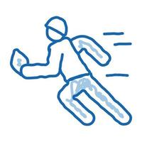 Rugby-Spieler in Bewegung doodle Symbol handgezeichnete Abbildung vektor