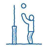 spieler mit ball in der nähe von ringdoodle-symbol hand gezeichnete illustration vektor