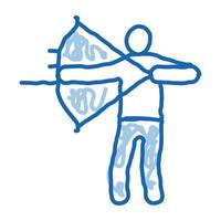 Schießen Bogenschütze Silhouette Doodle Symbol handgezeichnete Abbildung vektor