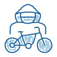 Fahrraddiebstahl doodle Symbol handgezeichnete Abbildung vektor