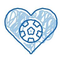 fotboll i hjärta klotter ikon hand dragen illustration vektor