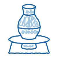 Vase auf Töpferscheibe Doodle Symbol handgezeichnete Illustration vektor