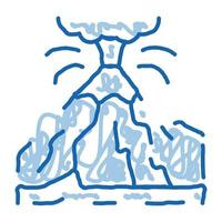 Bergausbruch doodle Symbol handgezeichnete Abbildung vektor