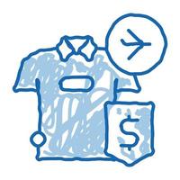 inköp kontanter t-shirt plikt fri klotter ikon hand dragen illustration vektor