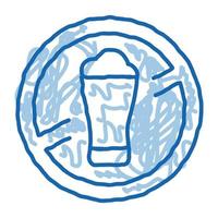 stopp trinken alkohol zeichen gekritzel symbol hand gezeichnete illustration vektor