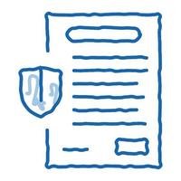 Versicherungsvertrag Papier Liste Doodle Symbol handgezeichnete Abbildung vektor