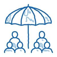 Mensch schützen Regenschirm Doodle Symbol handgezeichnete Abbildung vektor