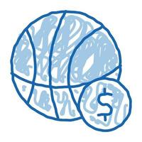 basketball ball wetten und glücksspiel doodle symbol hand gezeichnete illustration vektor