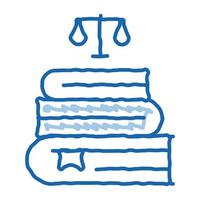 Gerechtigkeit Bücher Recht und Urteil Doodle Symbol handgezeichnete Illustration vektor