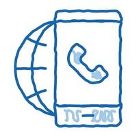 voip smartphone internetverbindung gekritzel symbol hand gezeichnete illustration vektor