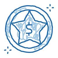 Dollar-Stern-Bonus-Doodle-Symbol handgezeichnete Illustration vektor