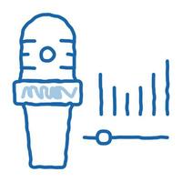 Mikrofon-Audio-Wellen-Doodle-Symbol handgezeichnete Illustration vektor