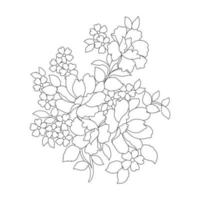 florale Malvorlagen, florale Strichzeichnungen, Silhouettenkunst, florale Muster, schwarz-weiße Blumenumrisszeichnung, botanische Konturgrafik, florales Design auf weißem Hintergrund, grundlegendes Blumendesign vektor