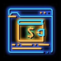 internet elektronische brieftasche neonglühen symbol illustration vektor