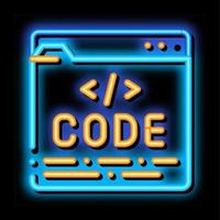 koda fil dator systemet neon glöd ikon illustration vektor