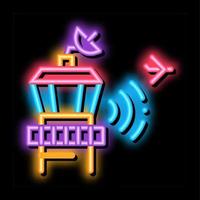 flughafen-kontrollturm-radar-neon-leuchten-symbol-illustration vektor