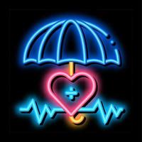 hjärta konditionsträning och paraply neon glöd ikon illustration vektor