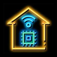 smart house chip wifi neonglühen symbol illustration vektor