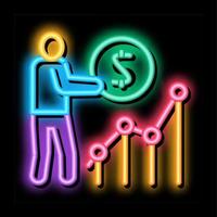 mann verdient geld infografik neonglühen symbol illustration vektor
