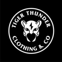 Tigerkopf-Logo-Vorlage, Tiger-Donner-Charakter-Maskottchen-Logo-Streetwear-Kleidungsdesign vektor