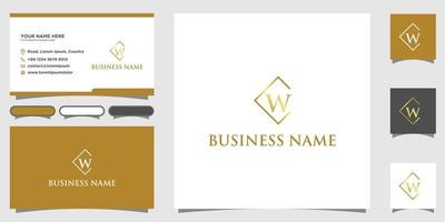 initialer brev w logotyp med företag kort design vektor