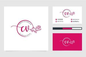 anfängliche cv feminine logo-sammlungen und visitenkartenvorlagen premium-vektor vektor