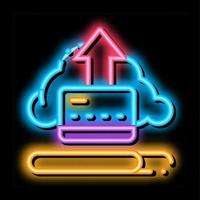 abschreiben von daten durch cloud-speicher-neon-leuchten-symbol-illustration vektor