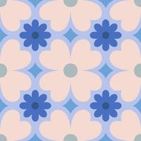 schöne nahtlose Textur im Retro-Stil. abstrakte Blumenfliese im Retro-Stil. bunter Vektorhintergrund mit einfachen Blumen. florales Fliesenmuster. vektor