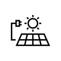 Solarenergiepanel acht Zellen Symbolvektor mit Stecker isolierte Illustration vektor