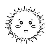 hand dragen Lycklig Sol emoji. sommar klotter. enda vektor element för design