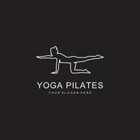 pilates yoga utgör kvinna silhuett linje konst logotyp design vektor