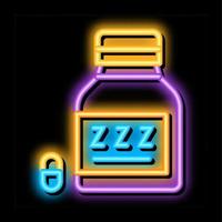 flasche schlaflosigkeitspillen neonglühen symbol illustration vektor