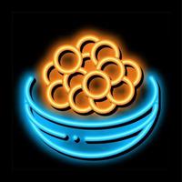 kaviar på bricka neon glöd ikon illustration vektor