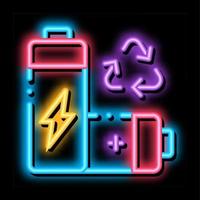 recycling batterie neonglühen symbol illustration vektor
