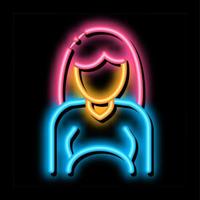 gravid kvinna neon glöd ikon illustration vektor
