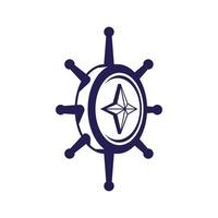 31ss.epsship-Lenkrad und Kompassrose-Navigationssymbol oder -logo lokalisiert auf weißem Hintergrund - Vektorillustration vektor