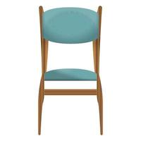 mörk trä stol främre se i realistisk stil. turkos sittplats. Hem trä- möbel design. färgrik vektor illustration på en vit bakgrund.